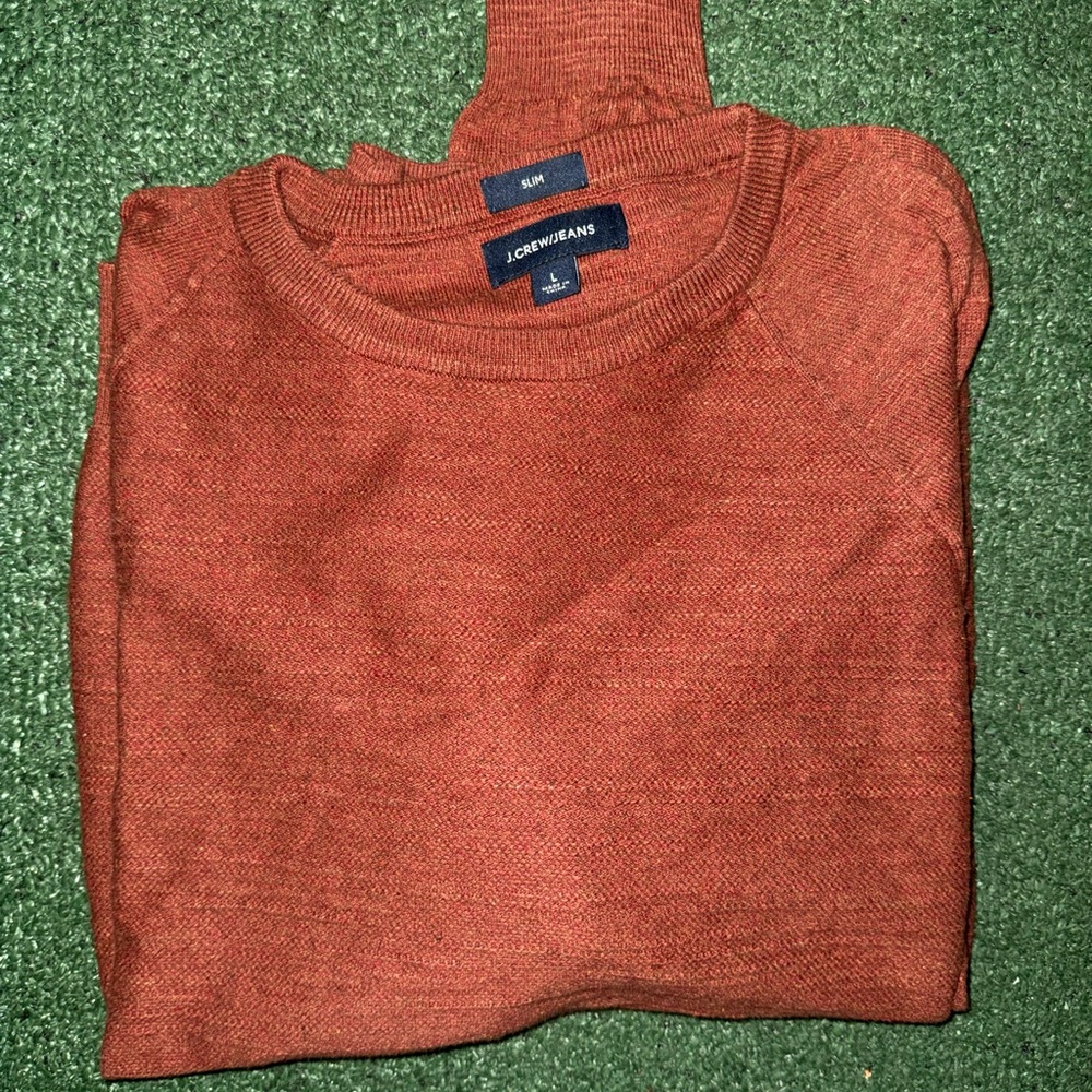 J. Crew Men's Burnt Orange Crewneck Sweater
